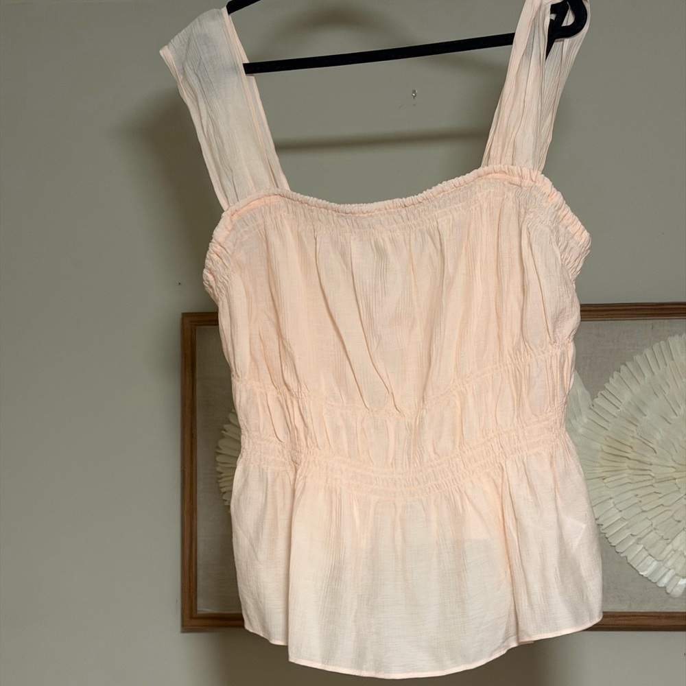 H&M Light Pink Smocked Cotton Tank Top - Women